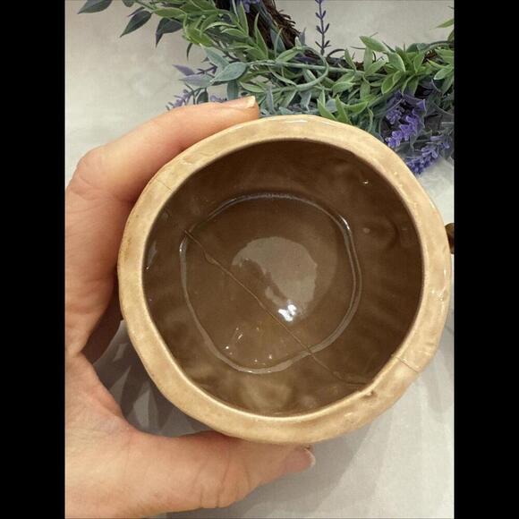 Lot Of 2 VTG 1970s Ceramic Tree Stump and Mushroom Canister And Acorn Read Boho - Picture 2 of 6